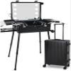 Rolling Makeup CaseRolling Makeup Train CaseAluminium Illuminated Makeup Train Case With LED LightsProfessional Makeup OrganiserStudio Lockable Portable Makeup Storage Case(22in) view 1