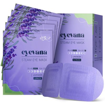 eyevana, 16 Packs Steam Eye Mask, Extra Deep Heat for Dry Eyes, Fast Relief for Irritation, Stye, Puffy Sensitive Eyes and Eye Strain, Disposable Self Heating Warm Compress (Ultra-Soft Lavender)