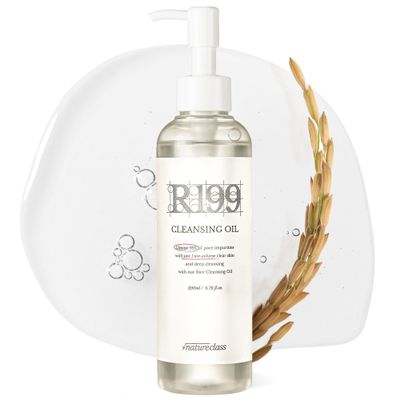 NATURECLASS R199 Rice Cleansing Oil Oil Cleanser for Face & Pore Care, Blackhead & Sebum Remover, Daily Makeup Remover, Double Cleansing, Sensitive Skin, Korean Skin Care, 6.76 fl oz