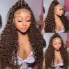 13X4 Deep Wave Lace Front Wig HD Transparent 13X6 Lace Frontal Wig Curly Human Hair Wigs 13x4 HD Frontal Wig 12Inch 180 Density view 3