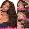 13X4 Deep Wave Lace Front Wig HD Transparent 13X6 Lace Frontal Wig Curly Human Hair Wigs 13x4 HD Frontal Wig 12Inch 180 Density view 4