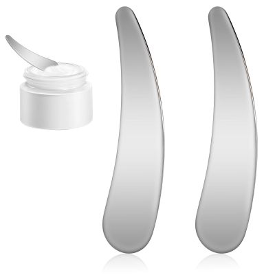 2 PCS Mini Makeup Spatula, Metal Face Scraper, Mini Face Makeup Cosmetic Spatula Spoon, Reusable Beauty Spatulas for Sampling and Mixing Cosmetic