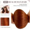 Reddish Brown Straight Sew in Human Hair Extensions Double Weft Copper Red Bundles 12 Inch 80Gram Unprocessed Brazilian Virgin Remy Hair for Women Light Auburn Brown Hand Tied Bundle view 4