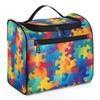 Autism Colorful Background Toiletry Bag for Women, Hanging Travel Toiletry Bag, Water-resistant Cosmetic Makeup Organizer for Toiletries and Cosmetics, Bathroom Shower Bag with Handle and Hook view 1