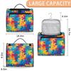 Autism Colorful Background Toiletry Bag for Women, Hanging Travel Toiletry Bag, Water-resistant Cosmetic Makeup Organizer for Toiletries and Cosmetics, Bathroom Shower Bag with Handle and Hook view 2
