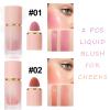 2 Pcs Liquid Blush for Cheeks, Soft Liquid Blush Natural Glow Makeup Red Blushwith Applicator High-Pigmented Cream Blush Liquid Long-Wearing Blush Set Mini Blush view 2