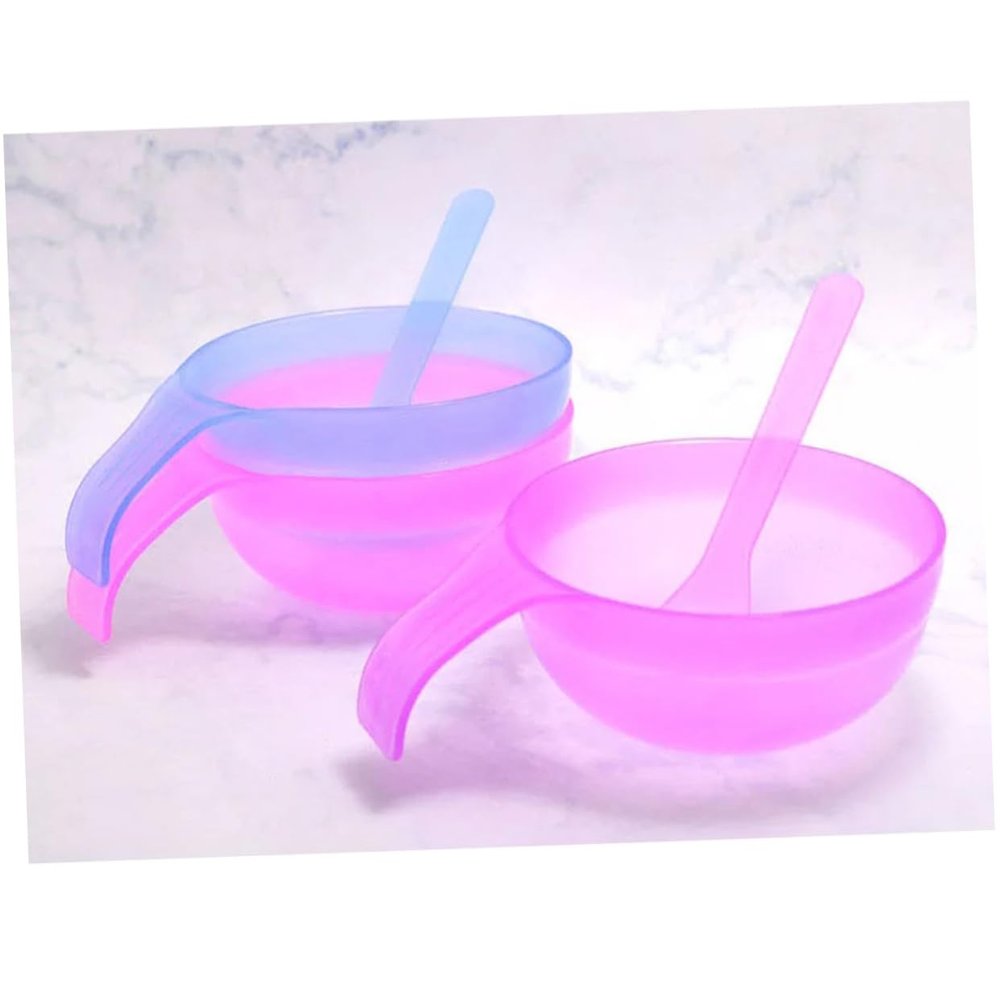 ELAYARD 5set DIY Facial Mask Mixing Bowl Set with Handle Reusable Plastic Tools for Women Includes Stirring Sticks for Easy Mixing Random Color Selection