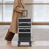 Professional Rolling Makeup Train Case, Multi-functional Cosmetic Trolley with Lock and Key, Professional Aluminum Cosmetic Trolley Cases, Large Capacity Trolley Makeup Travel Case with Shoulder Strap view 4