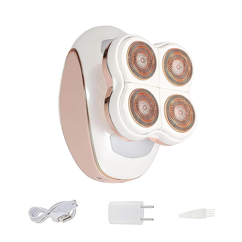 Petyoung Electric Razor for Women, Wet and Dry, Painless and Cordless Lady Shaver, Waterproof Shaver for Face Body Lips Leg Bikini, 4 Floating Heads Rechargeable Body Hair Remover with LED Light