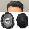 Toupee for Men Thin Skin PU Injection Mens Wig Unit Real Natural Human Hair Piece Mens Replacement System (#1B20 Natural Black With 20% Gray, 7''X9'') view 1