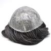 Toupee for Men Thin Skin PU Injection Mens Wig Unit Real Natural Human Hair Piece Mens Replacement System (#1B20 Natural Black With 20% Gray, 7''X9'') view 2
