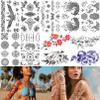 11 Sheets Tribal Black Realistic Temporary Tattoos For Women Girls, Waterproof Fake Tattoos Temporary Elephant Ganesha Lace Tattoo Kits, Lotus Mandala Flower Tatoo Sticker Neck Chest Arm Butterfly view 1