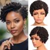 Short Afro Kinky Deep Curly Wigs Human Hair Cute HD Lace Front Pixie Cut Afro Wigs, 13x4x1 Glueless HD Lace Closure Side Part Wig Deep Wave Kinky Curly Short Pixie Cut Wear and Go Wig for Black Women view 1