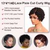 Short Afro Kinky Deep Curly Wigs Human Hair Cute HD Lace Front Pixie Cut Afro Wigs, 13x4x1 Glueless HD Lace Closure Side Part Wig Deep Wave Kinky Curly Short Pixie Cut Wear and Go Wig for Black Women view 2