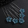 Rumtock 5pcs Lake Blue Rhinestones Hair Pins Set Wedding Bridal Bridesmaid Hair Accessories Handmade Pieces for Women (Lake) view 1