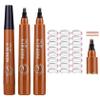 3PCS Microblading Eyebrow Pencils with 24 Eyebrow Stencils,Waterproof Liquid Eyebrow Pen,Magical Precis Eyebrow Contouring Pen,4 Tip Micro Brow Pencils,Smudge-proof Eye Brow Pencils (Light Brown) view 1