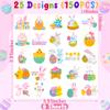 150 PCS Easter Tattoos, 6 Sheets Spring Basket Stuffers Fake Tattoos with Bunny Egg, Cute Individually Stickers for Easter Basket Filler Party Favors Accessories view 2