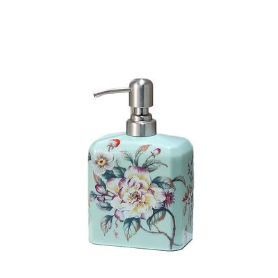 Kitchen Decor and Accessories,Decorative Soap Dispenser Vintage Flower Bird Pattern Ceramic Soap Dispenser Rustic Home Decor Pump Bottle Dispenser Western Home Decor Liquid Soap Dispenser Light Gree