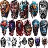 77 Sheets 3D Realistic Temporary Tattoos Adults Kids, Realistic Skull Tiger Wolf Lion Dragon Spider Snake Temporary Tattoos For Women Men, Half Arm 3D Halloween Temp Tattoos Look Real And Last Long view 1