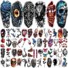 77 Sheets 3D Realistic Temporary Tattoos Adults Kids, Realistic Skull Tiger Wolf Lion Dragon Spider Snake Temporary Tattoos For Women Men, Half Arm 3D Halloween Temp Tattoos Look Real And Last Long view 2