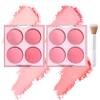 2PCS Powder Blush Palette, 4 Colors Pink Blush for Cheeks,Matte Highly Pigmented Contour Palette with Brush,Long-Lasting Waterproofing Makeup Palette for Face Makeup view 1