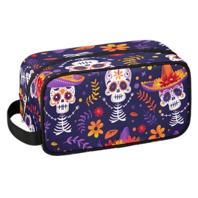 Travel Toiletry Bag for Women Men Floral Skeleton Hanging Cosmetic Bag Waterproof Makeup Bag for Shaving Makeup Toothbrush & Travel Essentials