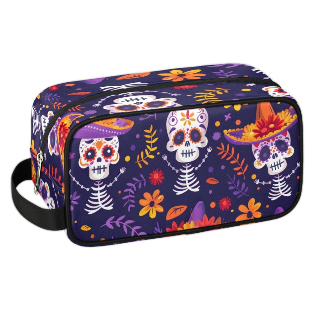 Travel Toiletry Bag for Women Men Floral Skeleton Hanging Cosmetic Bag Waterproof Makeup Bag for Shaving Makeup Toothbrush & Travel Essentials
