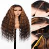 Arabella Highlight Wear and Go Glueless Wigs Human Hair Pre Plucked Pre Cut Water Wave Omber 1B30 5x6 HD Lace Closure Bye Bye Knots Curly Wave Wig for Women Beginner Friendly 20 inch view 1