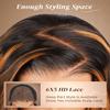 Arabella Highlight Wear and Go Glueless Wigs Human Hair Pre Plucked Pre Cut Water Wave Omber 1B30 5x6 HD Lace Closure Bye Bye Knots Curly Wave Wig for Women Beginner Friendly 20 inch view 3