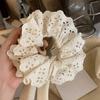 2Pcs White Lace Scrunchies Elastic Hair Bands Large Hair Scrunchies Scrunchy Soft Hair Ties Double Layer Lace Ponytail Holders for Thick Hair Accessories view 3