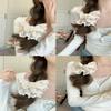 2Pcs White Lace Scrunchies Elastic Hair Bands Large Hair Scrunchies Scrunchy Soft Hair Ties Double Layer Lace Ponytail Holders for Thick Hair Accessories view 4