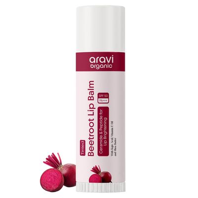 Beetroot Tinted Lip Balm With SPF 50 PA+++ & Kojic Acid - Ceramide & Peptide - Lip Brightening & Hydrating - SLS & Paraben Free 5 gm