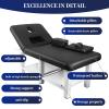 Professional Massage Tables, Adjustable Backrest Heavy-Duty 31.5'' Wide Massage Table, Treatment Physical Therapy Table Spa Facial Bed, Metal Frame PU Leather, Black view 3