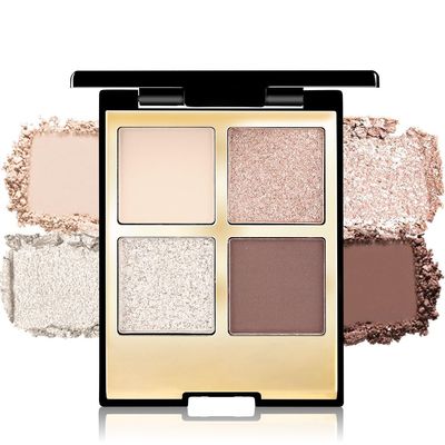 4 Colors Eyeshadow Makeup Palette,Nude Rose Gold Brown Natural Neutral Nude Eye Shadow Palette with Mirror,Long Lasting Naturing-Looking,Waterproof,Travel Size