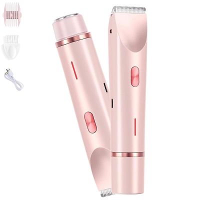 Glow Aura Women's Shaver - 2-in-1 Electric Lady Shaver & Bikini Trimmer, Dual Head Shaver for Women, Smooth Shaving & Trimming, Perfect for Sensitive Skin (Pink)