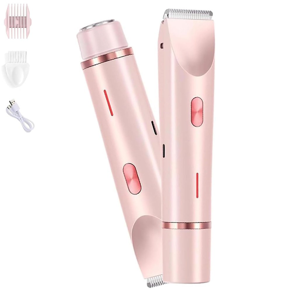 Glow Aura Women's Shaver - 2-in-1 Electric Lady Shaver & Bikini Trimmer, Dual Head Shaver for Women, Smooth Shaving & Trimming, Perfect for Sensitive Skin (Pink)