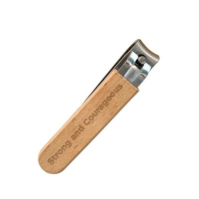 Beechwood Mens Nail Clipper - Laser Engraved Strong and Courageous Scripture Tool - Heavy Duty Stainless Steel Toenail & Fingernail Cutter for Healthy, Strong Nails - Christian Pocket Tools for Men