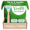 Gillette Venus Extra Smooth Pink Women's Razor, Pivoting Razor Head, 5 Blades for an Extra Smooth Shave, Handle + 3 Blade Refills, Holiday Gifts for Women view 1