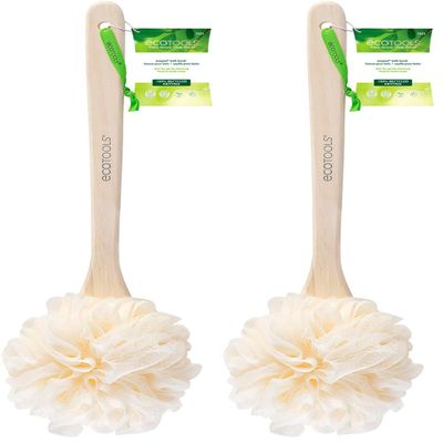Bath Pouf with Handle - Hard-to-Reach Cleansing Sponge - EcoPouf Bath Brush - Assorted Colors (Pack of 2)
