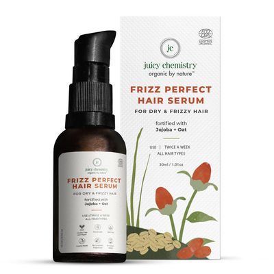 Juicy Chemistry Frizz Perfect Hair Serum, 30 ml | Organic Leave-in Hair Serum for Dry, Frizzy Curly & Wavy Hair | Ecocert Certified Organic for Men & Women | Cruelty-free & 100% Vegan