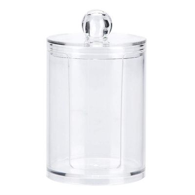 Acrylic Makeup Cotton Swab Holder, Transparent Organizer Box for Cosmetics and Earrings, Storage Solution for Desk Tidy, Acrylic Cotton Pad Box, 7.5X7.5X11Cm