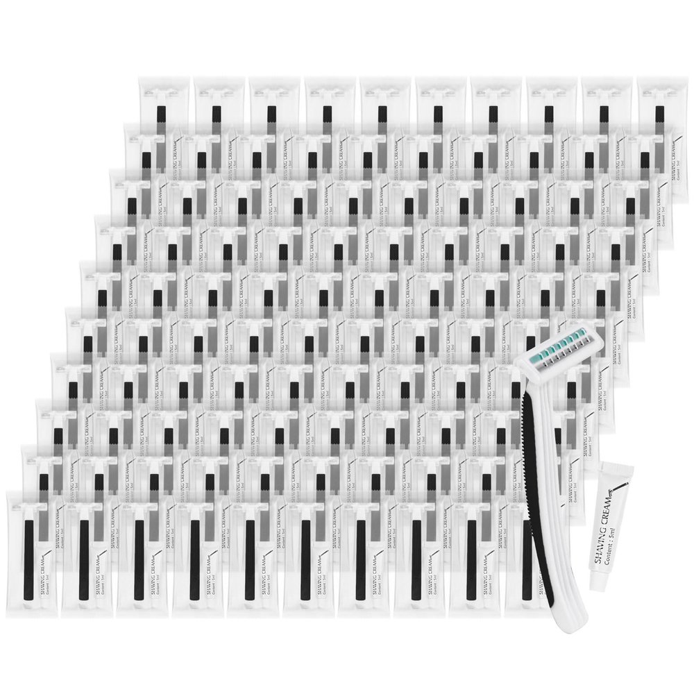 Disposable Razors Bulk, Razors Individually Wrapped Bulk, Travel Razors Bulk With Shaving Cream For Hotels, Shelters, Homeless, Nursing Homes, Charities, Churches, Black (60-PACK)