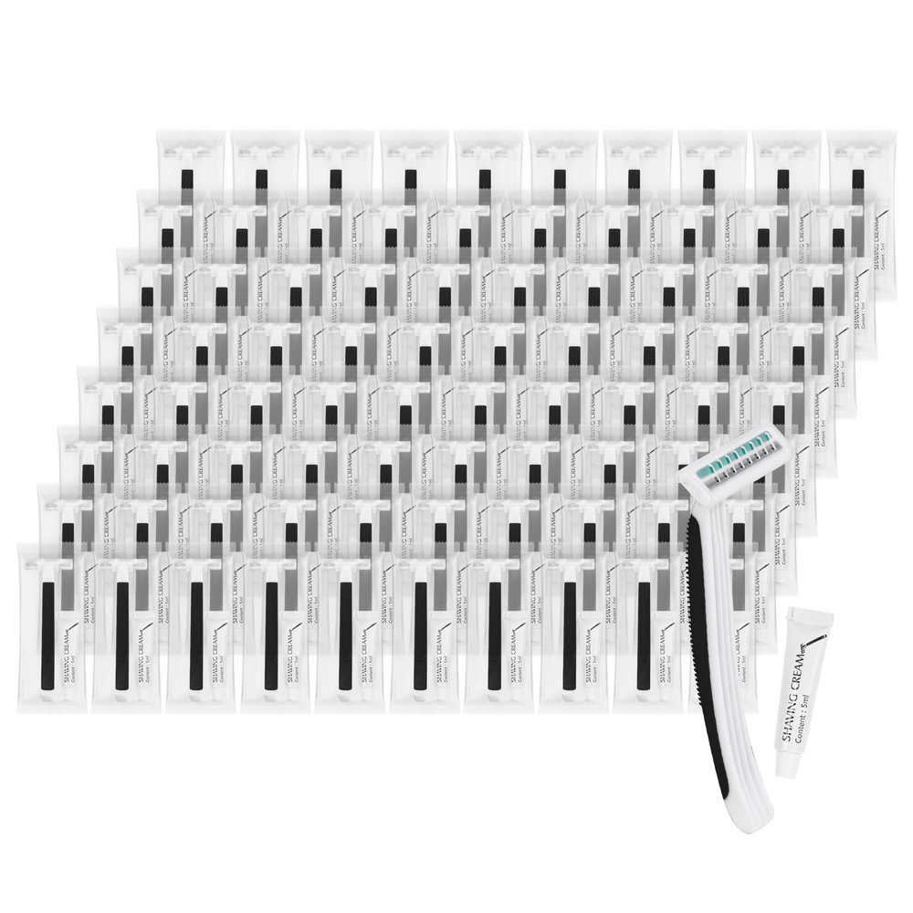 Disposable Razors Bulk, Razors Individually Wrapped Bulk, Travel Razors Bulk With Shaving Cream For Hotels, Shelters, Homeless, Nursing Homes, Charities, Churches, Black (30-PACK)