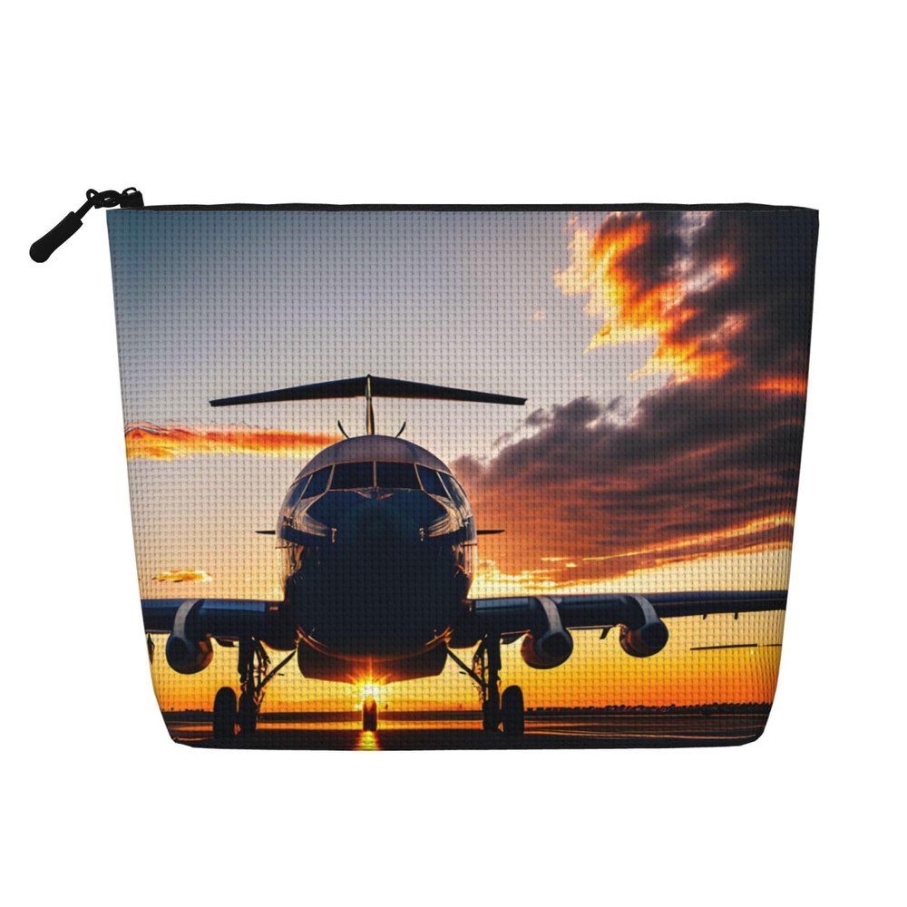 GaxfjRu Aircraft Plane at Sunset print Travel Makeup Bag Toiletry Bag akeUp Purse Pouch with Zipper Makeup Organizer for Women