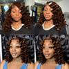 13x4 lace Short Bob Bouncy Egg Deep Loose Wave Chocolate Brown Honey Brown Colored #4 HD Transparent Lace Front Wig 150% Density Glueless Wig 100% Human Hair Wigs Brazilian remy hair Pre Plucked view 4