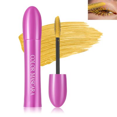 Yellow Colored Mascara for Eyelashes, Waterproof Lengthening Volumizing Mascara Lash Extension, High Pigmented Long Wear Smudge-Proof, Colorful Mscara Cosplay Party Eye Makeup for Women-04