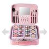 Beginner's Makeup Bag for Teenage Girls, Complete Set with Eyeshadow, Lipstick, Blush, Brushes, Lip Gloss, Mascara and Mirror Pink Complete Beginner's Cosmetic Set (Silver) view 3