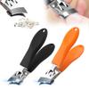 Wide Jaw Opening Anti-Splash Slanted Nail Clipper, Fingernail and Toenail Clippers Clippers for Ingrown Nails, Curved Toenail Clippers for Thick Nails, Household Slanted Nail Clippers (Black+Orange) view 1