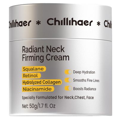 Chillihaer 8-in-1 Radiant Neck Firming Cream, Tighten and Lift Neck Wrinkle Cream, Collagen Retinol Face and Chest Firming Tightening for Women and Men with Sagging Crepey Skin Over 50 & 60
