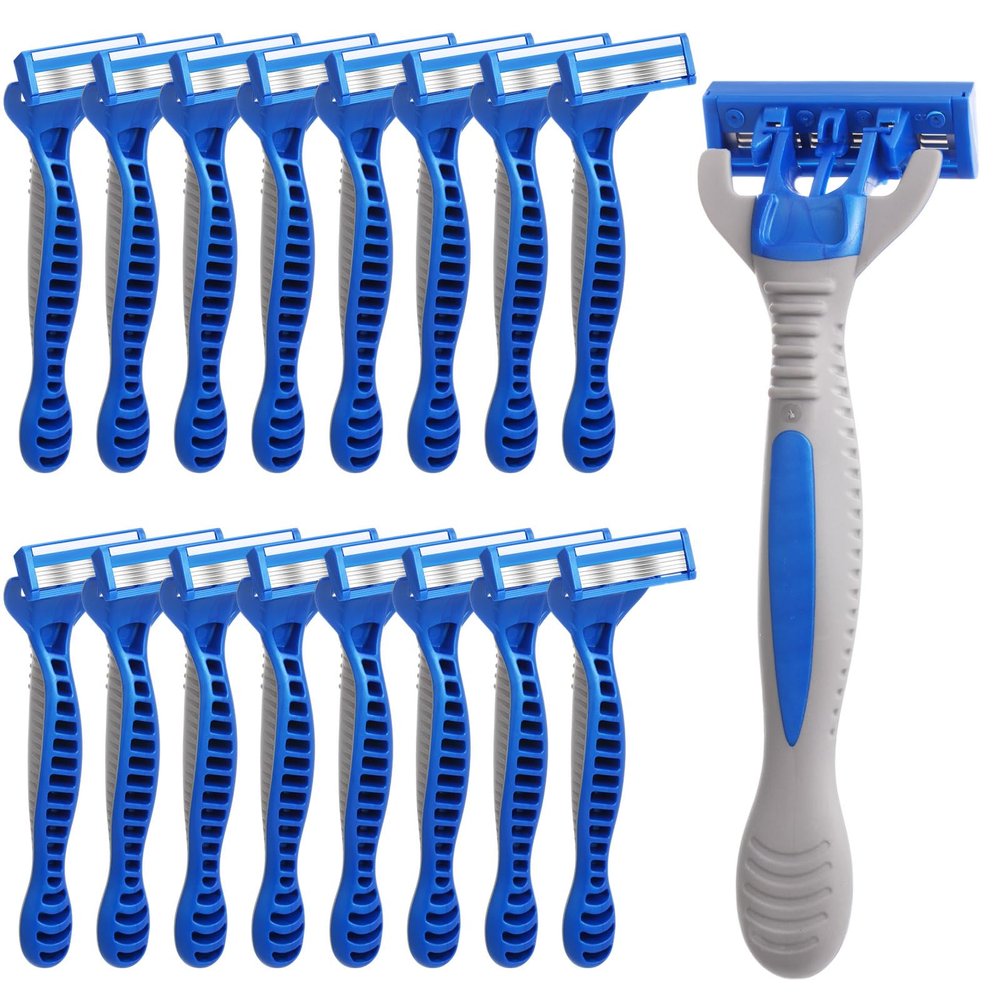 Lanties 32 Pcs Disposable Razors for Men Bulk 5-blade Disposable Razors Men's Razor Comfort Head Long-blade Sensitive Skin Razor for Hotel Travel Spa Gift
